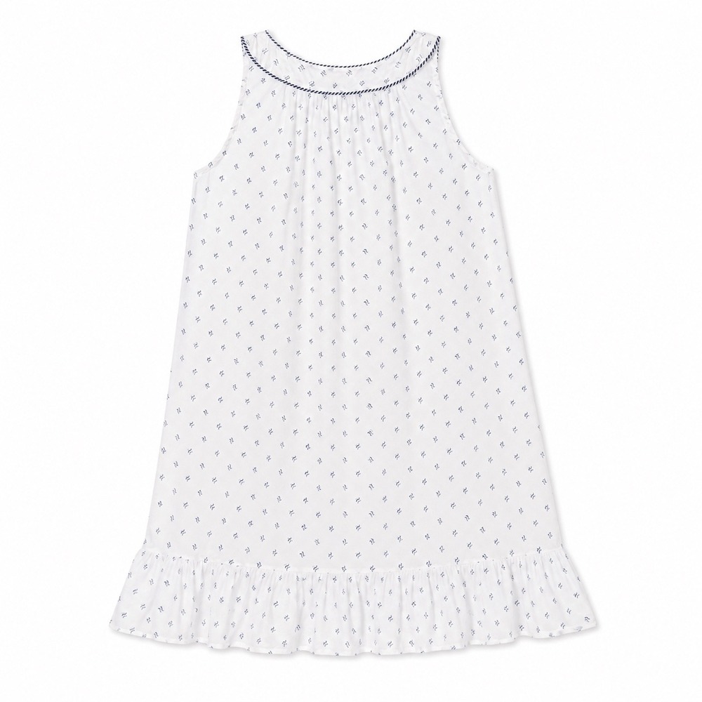 Eileen West Sleeveless Nightgown Sleepwear Womens S White Blue Cotton Ruffle - Picture 4 of 14